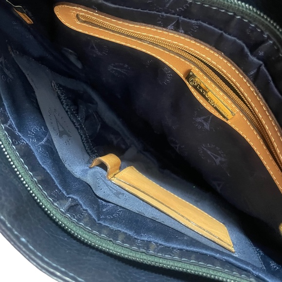 La Tour Eiffel Paris‎ Red Blue Beige Color Block Leather HandBag - Picture 5 of 6